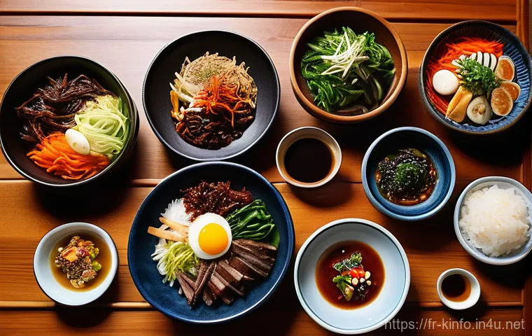 전라도 한옥마을 관광지 - **A vibrant and bountiful Jeollado dining table.** The scene features an abundance of colorful Korea...