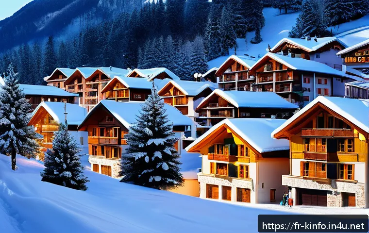 강원도 평창 올림픽 개최 유산 - A bustling European mountain village in winter, showcasing newly built eco-friendly ski resort infra...